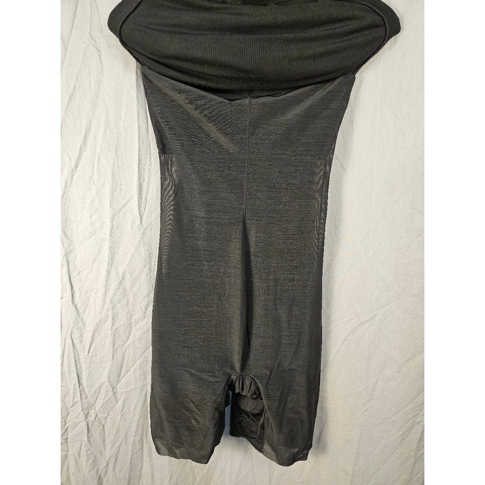 Popilush Built-In Shapewear Long Sleeve Maxi Dress Black Ribbed Square Neck M - Picture 5 of 5
